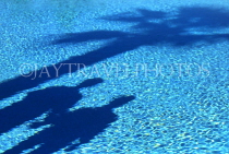 AUSTRALIA, Queensland, CAIRNS, couple and palm trees shadow in pool, AUS1044JPL