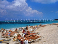 BAHAMAS, Paradise Island, beach with sunbathers, BAH497JPL