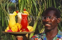 BAHAMAS, Paradise Island, waiter with cocktails on tray, BAH292JPL