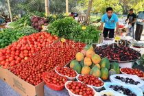 BAHRAIN, Budaiya, Farmers' Market, fruit and vegetable stall, BHR1257JPL