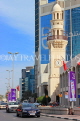 BAHRAIN, Manama, Al Yateem Mosque, minaret, and street scene, BHR1730JPL