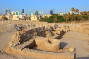 BAHRAIN, Manama, Karababad, Bahrain Fort (Qal'at al Bahrain), excavations, Manama skyline