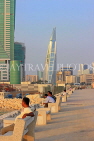 BAHRAIN, Manama, King Faisal Corniche, evening light, and Bahrain World Trade Centre, BHR730JPL
