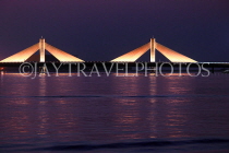 BAHRAIN, Muharraq, Shaikh Isa Causeway Bridge, night view, illuminated, BHR2513JPL