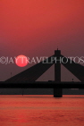 BAHRAIN, Muharraq, Shaikh Isa Causeway Bridge, view from fishing village area, sunset, BHR2506JPL