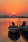 BAHRAIN, Muharraq, coastal fishing village area, view towards Shaikh Isa Causeway Bridge, sunset, BHR2517JPL