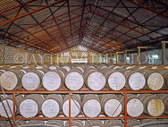 BARBADOS, Bridgetown, rum refinery, rum barrels in storage, BAR520JPL