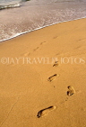 BARBADOS, West Coast, footprints on beach, BAR127JPL