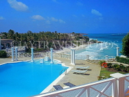 BARBADOS, hotel swimming pool and view towards coast and sea, BAR1354JPL