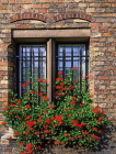 Belgium, BRUGES, Minnewater Lake, window with flowers, BEL238JPL