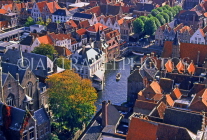 Belgium, BRUGES, view from The Belfry, canals and gabled architecture, BEL206JPL