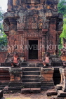 CAMBODIA, Angkor, Banteay Srei Temple, monkey guardians & Davata carvings, CAM1123JPL