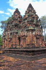 CAMBODIA, Angkor, Banteay Srei Temple, red sandstone carvings, temple towers, CAM1128JPL