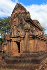 CAMBODIA, Angkor, Banteay Srei Temple, red sandstone carvings, temple towers, CAM1129JPL
