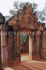CAMBODIA, Angkor, Banteay Srei Temple, red sandstone carvings on main gateway, CAM1094JPL