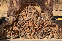 CAMBODIA, Angkor, Banteay Srei Temple, sandstone carvings, CAM1136JPL