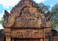 CAMBODIA, Angkor, Banteay Srei Temple, sandstone carvings, CAM1138JPL