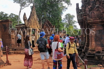 CAMBODIA, Angkor, Banteay Srei Temple, tourists at temple site, CAM1084JPL