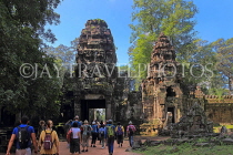 CAMBODIA, Angkor, Preah Khan Temple, East Gate, and tourists, CAM1161JPL