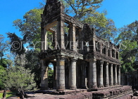 CAMBODIA, Angkor, Preah Khan Temple, two storey building with circular columns, CAM1152JPL