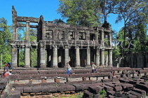 CAMBODIA, Angkor, Preah Khan Temple, two storey building with circular columns, CAM1154JPL