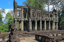 CAMBODIA, Angkor, Preah Khan Temple, two storey building with circular columns, CAM1156JPL