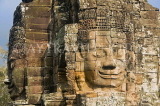 CAMBODIA, Angkor Wat, stone carved face at Bayon temple, CAM52JPL