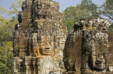 CAMBODIA, Angkor Wat, stone carved faces at Bayon temple, CAM51JPL