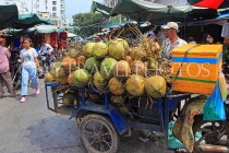 CAMBODIA, Phnom Penh, Phsar Kandal (Market), mobile coconut stall, CAM1930JPL
