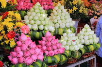 CAMBODIA, Phnom Penh, Phsar Thmey (Central Market), flower stall, Lotus flowers, CAM2113JPL