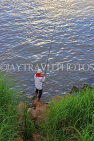 CAMBODIA, Phnom Penh, Sisowath Quay (riverside), man fishing, CAM1834JPL