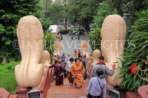 CAMBODIA, Phnom Penh, Wat Phnom, stairway leading from main Temple Hall, CAM1941JPL