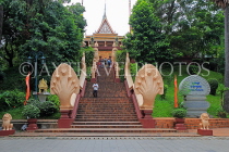 CAMBODIA, Phnom Penh, Wat Phnom, stairway leading to main Temple Hall, CAM1942JPL