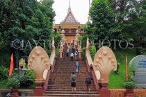 CAMBODIA, Phnom Penh, Wat Phnom, stairway leading to main Temple Hall, CAM1943JPL