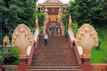 CAMBODIA, Phnom Penh, Wat Phnom, stairway leading to main Temple Hall, CAM1945JPL