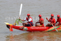 CAMBODIA, Phnom Penh, Water Festival, racing boat with oarsmen, Tonle Sap River, CAM1569JPL