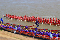 CAMBODIA, Phnom Penh, Water Festival, racing boats getting ready, Tonle Sap River, CAM1522JPL