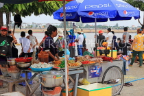CAMBODIA, Phnom Penh, Water Festival, street food stalls by the riverside, CAM1866JPL