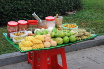 CAMBODIA, Phnom Penh, street food, roadside small fruit stall, CAM1855JPL