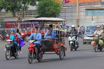 CAMBODIA, Phnom Penh, street scene, motorbike and Tuk Tuk traffic, CAM1815JPL