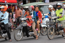 CAMBODIA, Phnom Penh, street scene, motorbike traffic, CAM1702JPL
