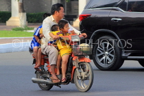 CAMBODIA, Phnom Penh, street scene, traffic, five on a bike, CAM1822JPL
