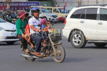 CAMBODIA, Phnom Penh, street scene, traffic, four on a bike, CAM1823JPL