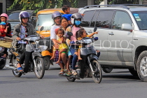 CAMBODIA, Phnom Penh, street scene, traffic, seven on a bike, CAM1830JPL