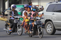 CAMBODIA, Phnom Penh, street scene, traffic, seven on a bike, CAM1831JPL