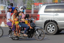 CAMBODIA, Phnom Penh, street scene, traffic, seven on a bike, CAM1831JPLA
