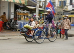 CAMBODIA, Phnom Penh, tricycle rickshaw, with passengers, CAM83JPL