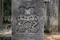 CAMBODIA, Siem Reap, Angkor Thom, Bayon Temple, Apsara carvings on pillars, CAM728JPL