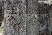 CAMBODIA, Siem Reap, Angkor Thom, Bayon Temple, Apsara carvings on pillars, CAM729JPL