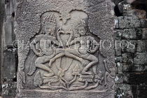 CAMBODIA, Siem Reap, Angkor Thom, Bayon Temple, Apsara carvings on pillars, CAM746JPL